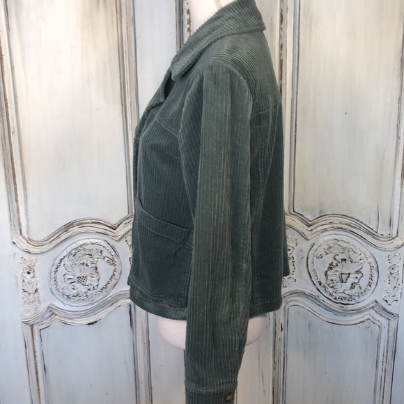AVEC LES FILLES Sage Green Wide Wale Corduroy Cropped Jacket Size Medium - Picture 8 of 12